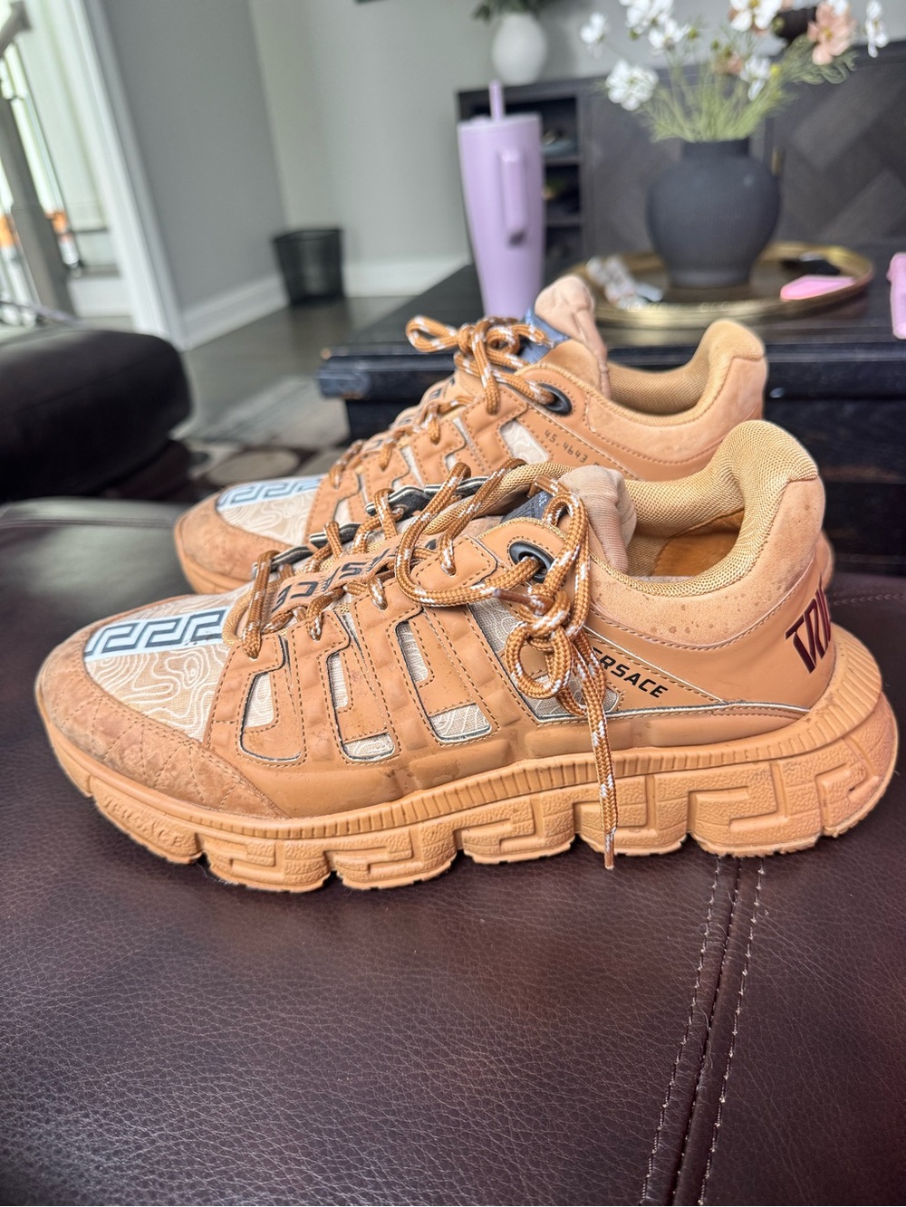 Versace Trigreca Men's Brown And Tan Sneakers Size 43